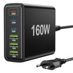 FNITAER 160W USB-C Schnellladegerät – 6-Port Netzteil für Laptop, Smartphone & Tablet