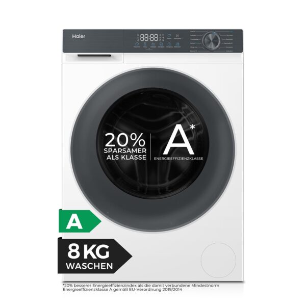Haier HW80-BP1427637T Frontlader-Waschmaschine 8 kg – A-20% Energieeffizienz & Smart AI