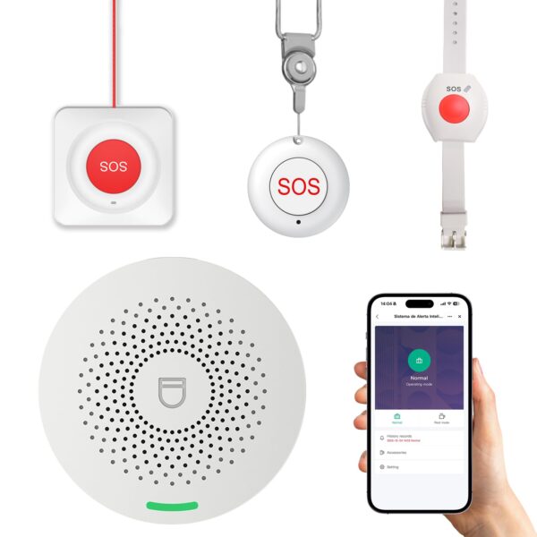 RenseCum Hausnotruf 4er-Set mit WLAN – IP55 wasserdicht, ABO-frei, App-Benachrichtigung für Senioren