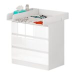 WOLTU Wickelkommode 86 cm mit Wickelaufsatz – Ergonomischer Wickeltisch mit 3 Schubladen