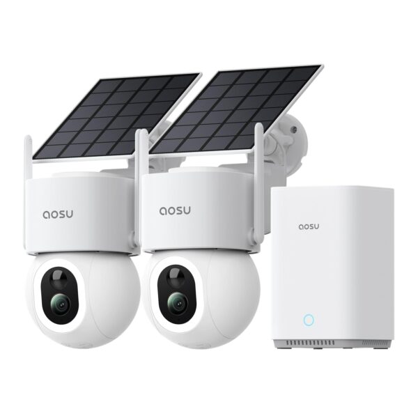 aosu 4K 8MP Solarkamera mit aosuBase 2.0 – 360° PTZ & Farbnahtsicht, 2er Kit, kein Abo