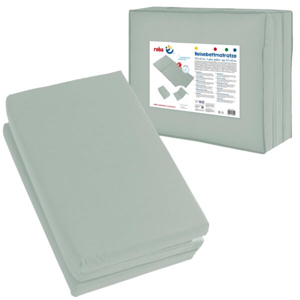 roba Reisebettmatratze 60x120 cm 'roba Style' – Faltbar mit Tragetasche Frosty Green