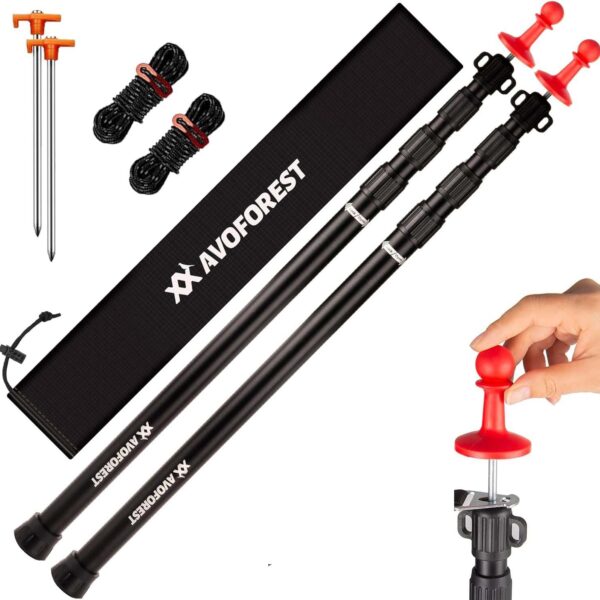 AVOFOREST Teleskop-Zeltstange 88–265 cm – Aluminium Stützbügel für Zelte & Sonnensegel (2er-Set)