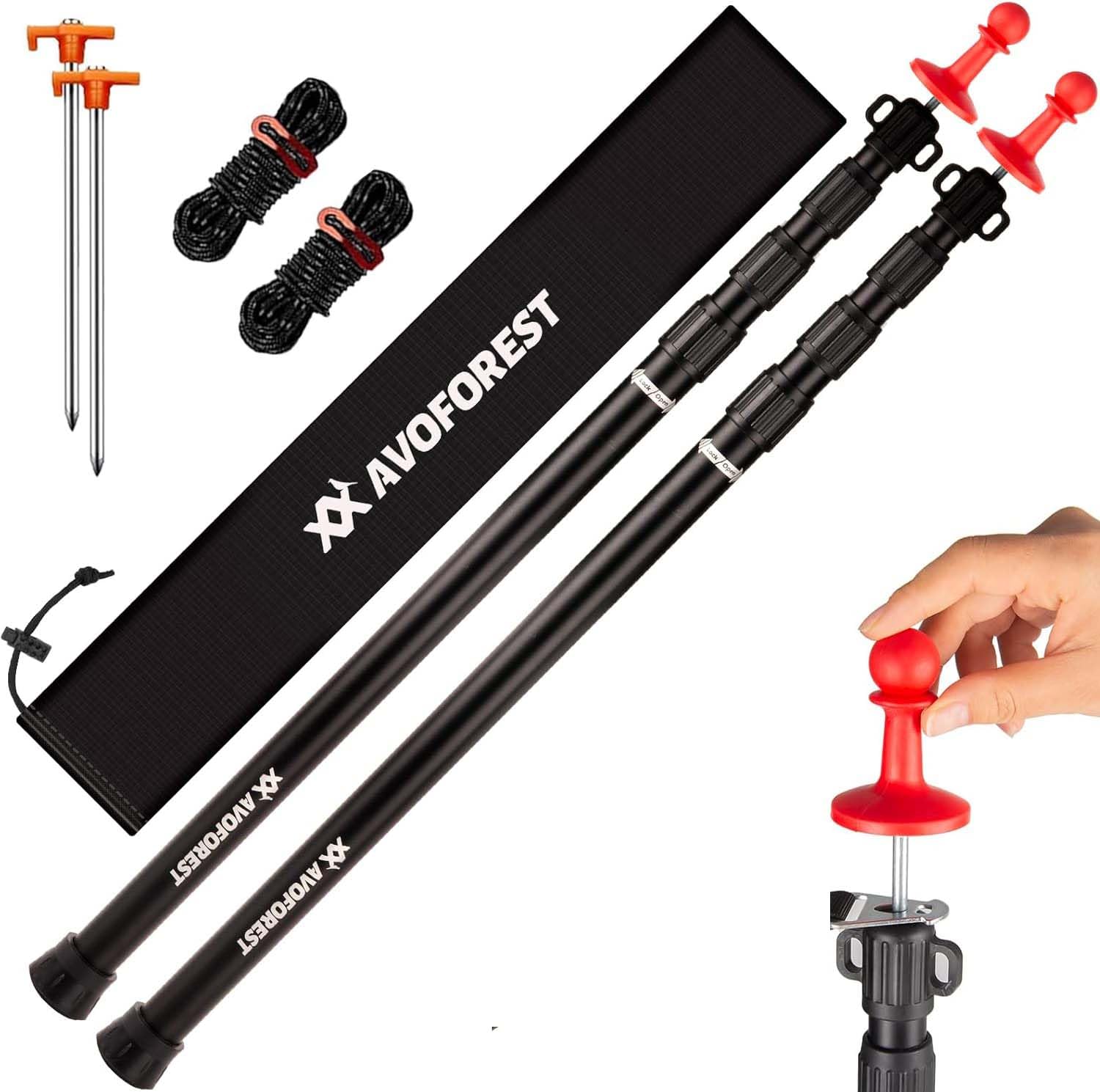 61QdizqG1sL._SY1489_.jpg AVOFOREST Teleskop-Zeltstange 88–265 cm – Aluminium Stützbügel für Zelte & Sonnensegel (2er-Set) – Bild 1