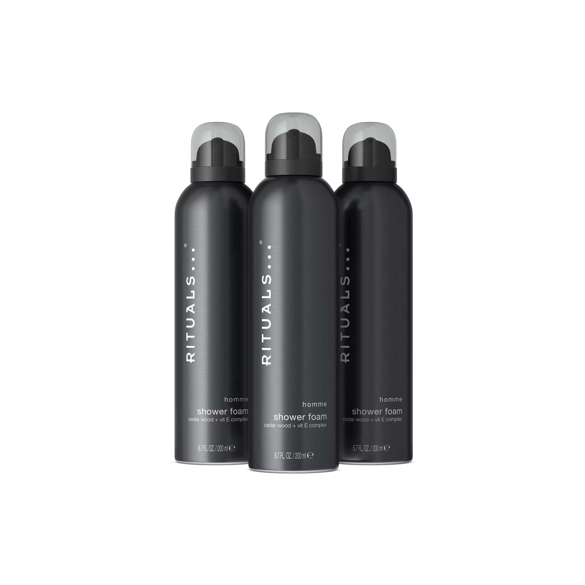 61QjY21Fn3L._SY2000_.jpg RITUALS Homme Duschschaum 3 x 200 ml mit Zedernholz & Vitamin E – Belebendes Duschgel-Vorteilspack für Herren – Bild 1