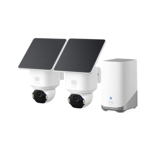 eufy Security eufyCam Solo E42 2er-Pack mit HomeBase S380 – 4K Überwachungskamera mit Solarpanel