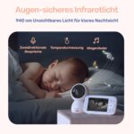 jeeber 360° Babyphone mit Kamera, 4" IPS Display & WLAN App – Nachtsicht, Bewegungsmelder – Bild 7