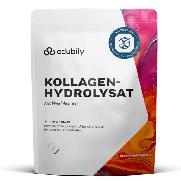 edubily® Kollagen-Hydrolysat 750 g – Proteinpulver mit Vitamin C, Zink & Kieselsäure