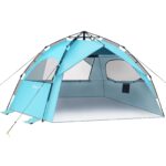 Glymnis Quick-Up Strandzelt 210x180cm mit UPF 50+ UV-Schutz – Automatisches Strandmuschel für 4-6 Personen