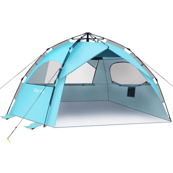 Glymnis Quick-Up Strandzelt 210x180cm mit UPF 50+ UV-Schutz – Automatisches Strandmuschel für 4-6 Personen