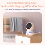 jeeber 360° Babyphone mit Kamera, 4" IPS Display & WLAN App – Nachtsicht, Bewegungsmelder – Bild 5