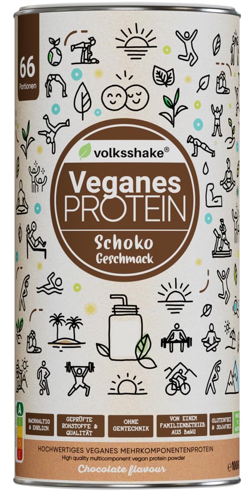 61Rr3gs2WOL._SY1000_.jpg Veganes Protein Schoko 1000g – 12 pflanzliche Proteinquellen Made in Germany – Bild 1