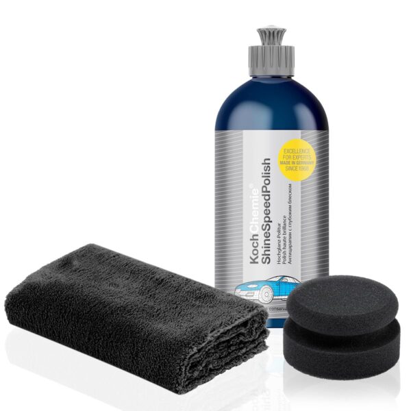 Koch Chemie Shine Speed Polish 500ml Set – Hochglanz-Politur mit Polierschwamm & Mikrofasertuch