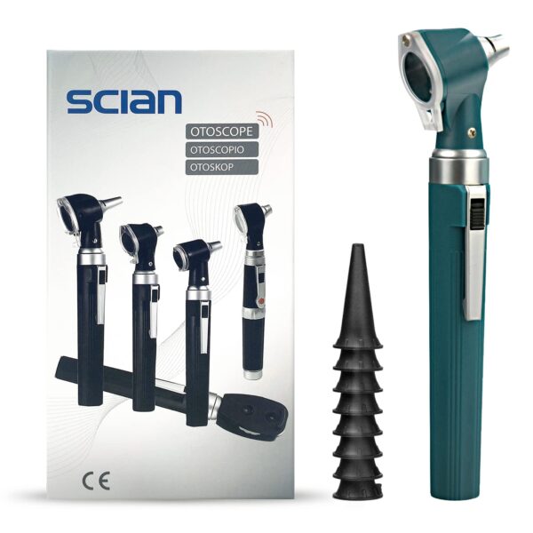 Scian Otoskop mit LED-Licht & 3x Vergrösserung – Ohr-Diagnosetool für Zuhause (Grün)
