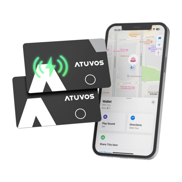 ATUVOS Air Tag Card Wallet Tracker 2er Pack – Ultradünn & Wiederaufladbar für Apple Find My