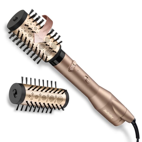 BaByliss Big Hair Dual AS952E Rotierende Warmluftbürste mit Ionen-Technologie – 650 W, 40 mm & 50 mm Aufsätze für Volumen & Glanz