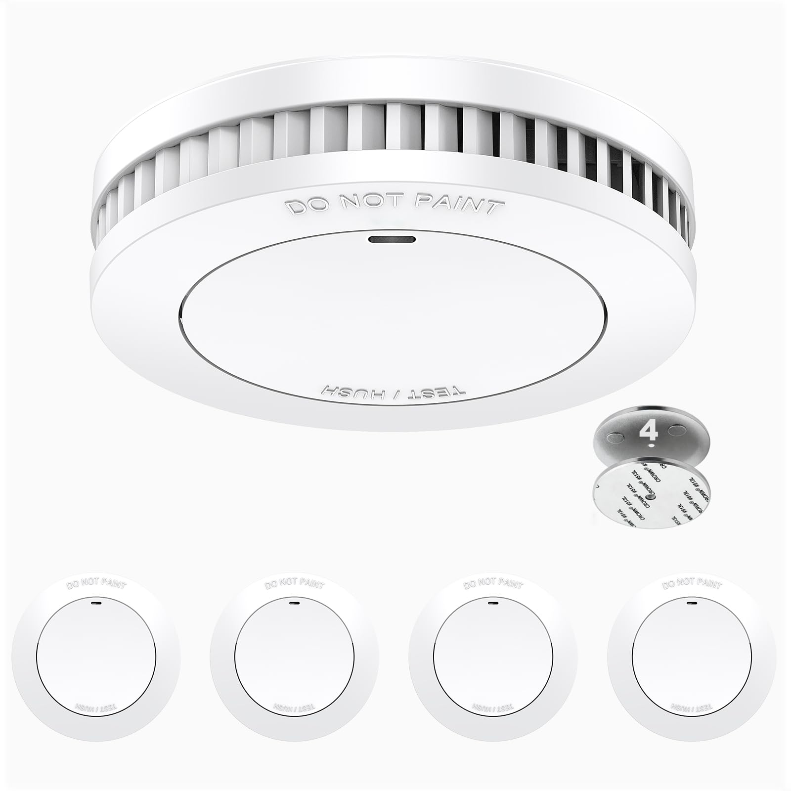 61SwbOlt-aL._SY1600_.jpg XINDUM Rauchmelder 4er Set – 10 Jahre Batterie, TÜV-zertifiziert, ohne Bohren – Bild 1