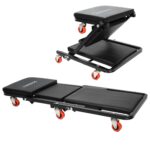 Arebos 2-in-1 Montagerollbrett 150 kg – Werkstattliege & Rollsitz mit Bremsen