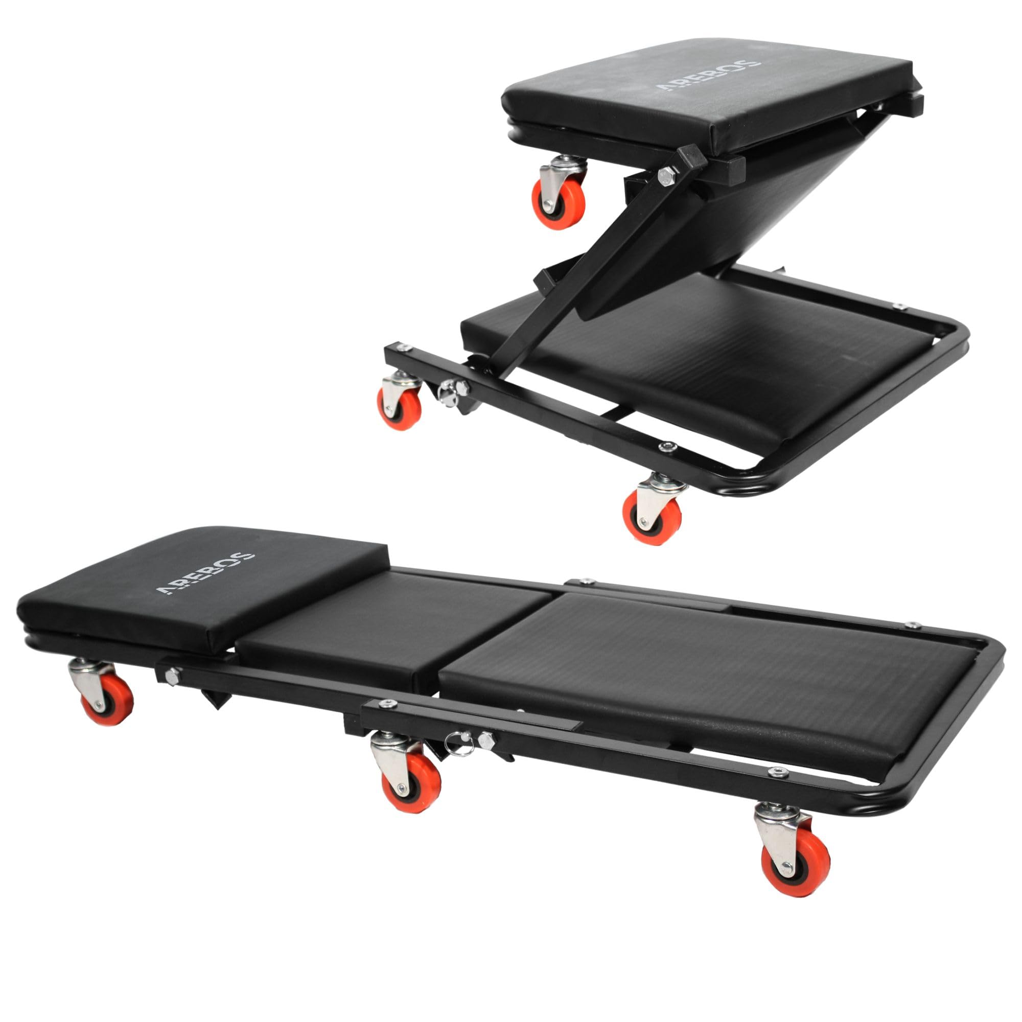 61TExx2QKrL._SY2000_.jpg Arebos 2-in-1 Montagerollbrett 150 kg – Werkstattliege & Rollsitz mit Bremsen – Bild 1