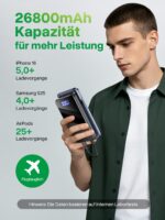 YILANS 26800mAh Powerbank mit 22,5W Schnellladung & 3-in-1 Kabel – Externer Akku – Bild 2