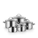 WMF Provence Plus 5-teiliges Topfset – Edelstahl Induktionskochtöpfe mit Glasdeckel