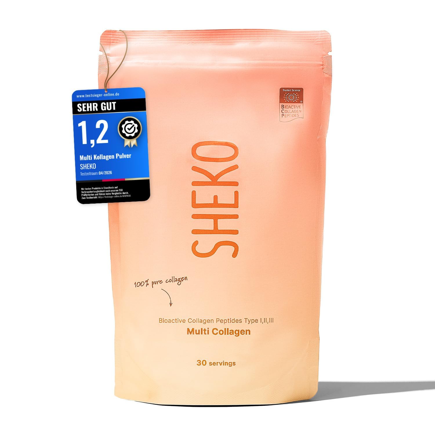 61TONjJwcCL._SY1500_.jpg SHEKO Kollagen Pulver 450g – Multi-Kollagen Hydrolysat Typ 1, 2, 3 für Haut & Gelenke – Bild 1