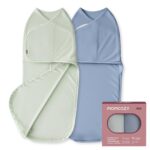 Momcozy Pucksack Baby 0-3 Monate – Swaddle mit leisem Klettverschluss & Reissverschluss, 2er-Pack