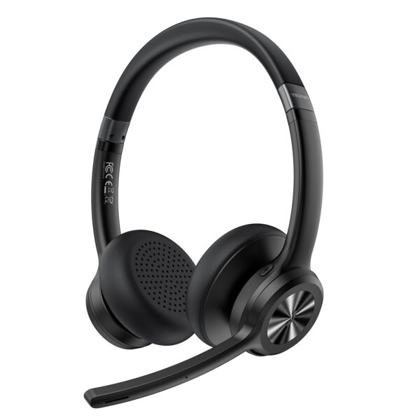 TECKNET V5.2 Bluetooth Headset mit Noise Cancelling – Wireless Kopfhörer für Büro & Callcenter