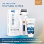 Essy Elektrische Fussfeile Wiederaufladbar mit 5 Austauschwalzen – Professionelle Hornhautentfernung – Bild 7