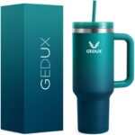 Gedux Thermobecher 1,2L mit Strohhalm – Doppelwandige Vakuumisolierung für unterwegs