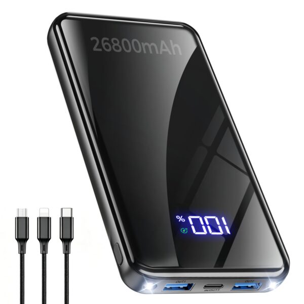 YILANS 26800mAh Powerbank mit 22,5W Schnellladung & 3-in-1 Kabel – Externer Akku