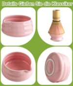 JBER Matcha Set Rosa 7-teilig – Handwerkliches Matcha Zubehör mit Bambusbesen & Keramikschale – Bild 6