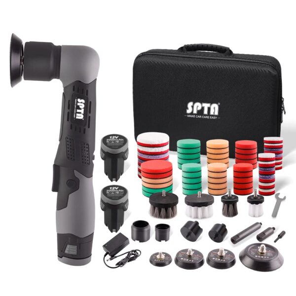 SPTA 12V Mini Akku-Poliermaschine mit 25/50/80mm Pads – Ezenter-Polierer für Auto & Möbel