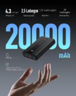 VRURC Powerbank 20000mAh mit 22,5W Schnellladen – USB-C & 6 Ports für iPhone, Samsung & Tablets – Bild 2