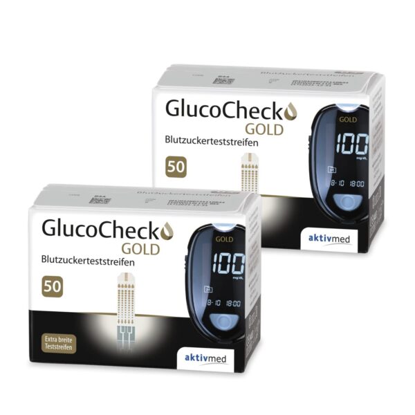 aktivmed GlucoCheck GOLD – 100 Blutzuckerteststreifen für präzise Diabetes-Kontrolle