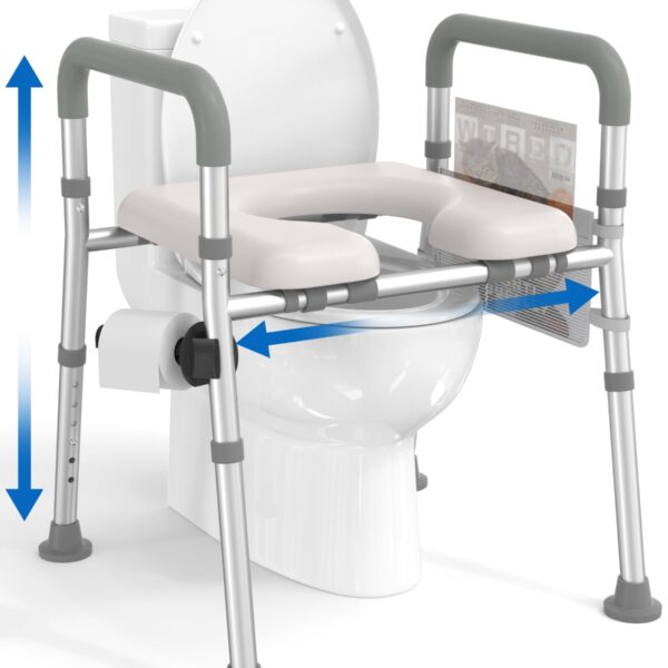 HOMLAND Toilettensitzerhöhung mit Griffen – Verstellbar für Senioren & Behinderte