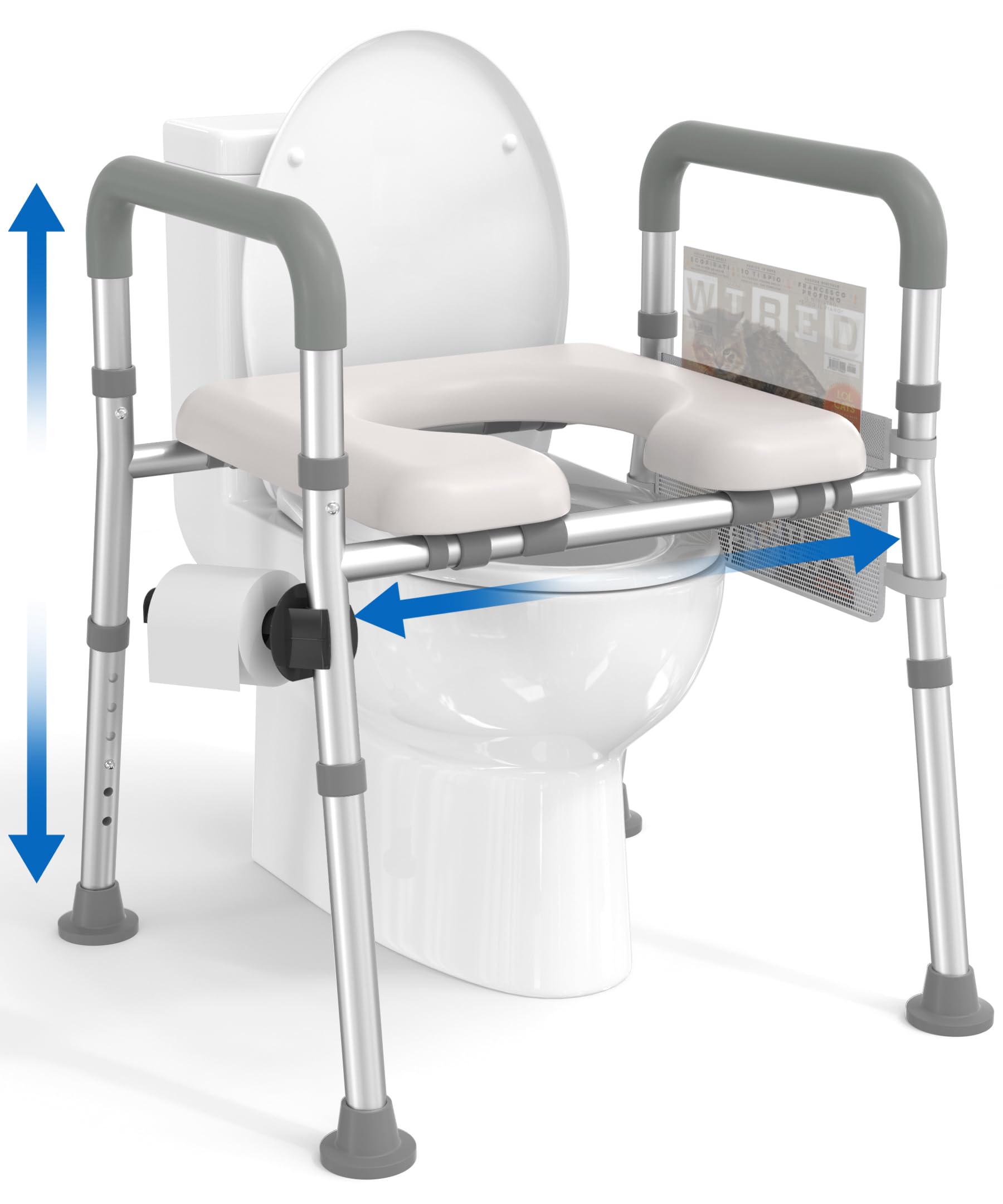 61XiN0NQ1L._SY2160_.jpg HOMLAND Toilettensitzerhöhung mit Griffen – Verstellbar für Senioren & Behinderte – Bild 1