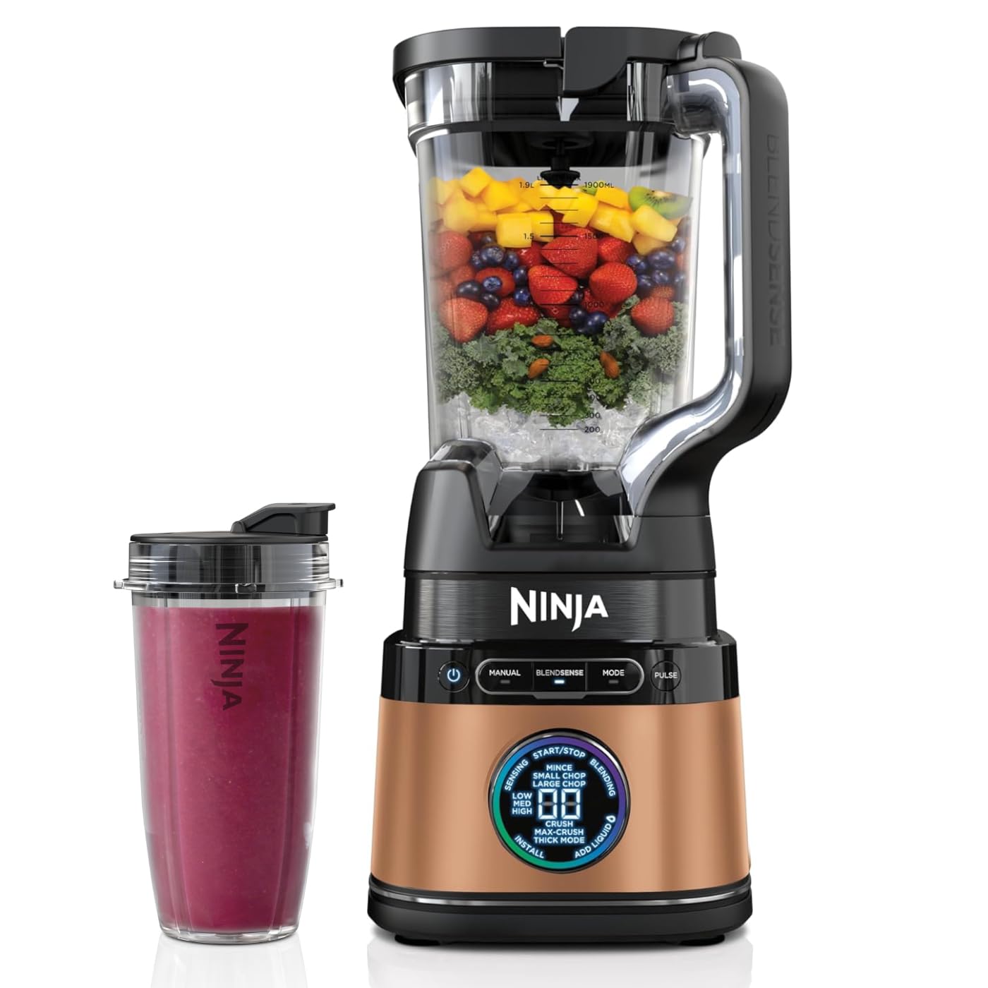 61XlPJ4eeVL._SY1400_.jpg Ninja Detect Power Mixer Pro 2-in-1 mit 1200W – Intelligenter Krug- & Single Serve Mixer – Bild 1