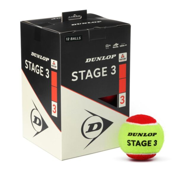 Dunlop Stage 3 Tennisball Rot – ITF-zertifizierter Anfängerball für Kinder