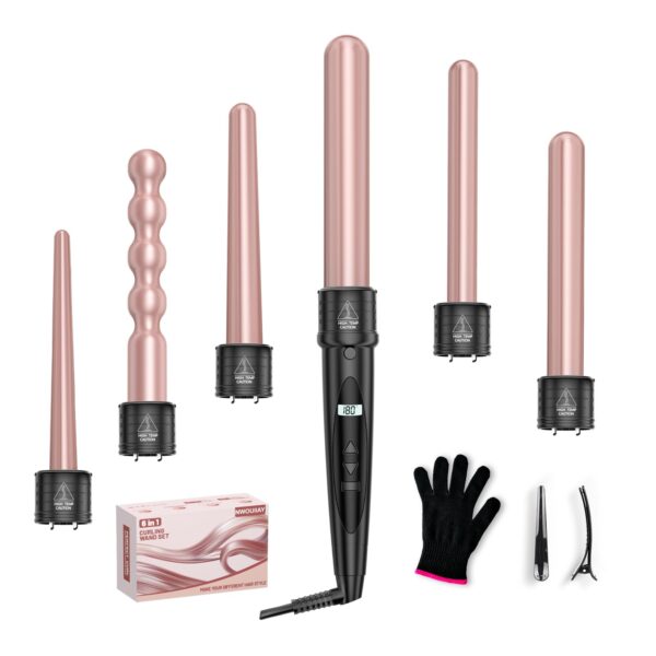 NWOUIIAY Lockenstab Set 6 in 1 mit LCD – Professionelles Styling für alle Haartypen