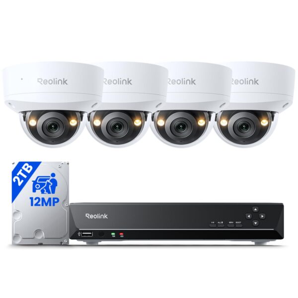 Reolink 12MP PoE Überwachungskamera Set mit 4 IK10 Aussenkameras – Intelligente Sicherheit für Privatgrundstücke