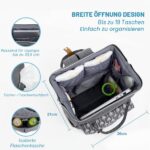 Lekebaby Wickelrucksack 23L mit Wickelunterlage – Multifunktionale Babytasche für Reisen – Bild 4