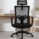 Daccormax Ergonomischer Bürostuhl mit Kopfstütze & Lendenwirbelstütze – Drehstuhl bis 135° für 150 kg – Bild 2