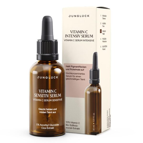 junglück Vitamin C Serum Sensitiv – Mild-wirksames Anti-Aging Gesichtsserum für empfindliche Haut