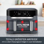 Tefal Dual Easy Fry XXL 11L Doppelkammer-Heissluftfritteuse – 2 Schubladen, 7 Programme, Extra-Crisp – Bild 3