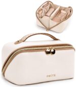 Prite Kosmetiktasche Grosse Kapazität M (23,5x12,5x12,5 cm) – Wasserdichte Reise-Schminktasche Beige