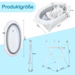 Ansobea Faltbare Babybadewanne mit Ständer – Rutschfeste Badematte & Temperaturindikator – Bild 3