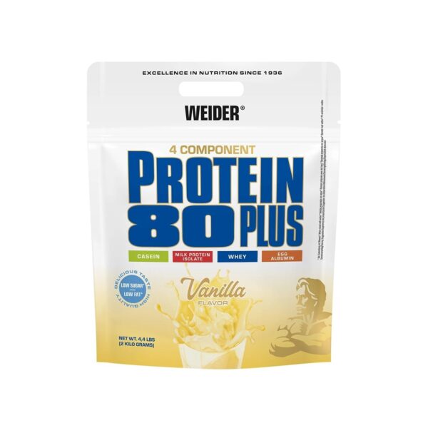 Weider Protein 80 Plus 2kg Vanille – 4-Komponenten Proteinpulver mit 80% Eiweiss