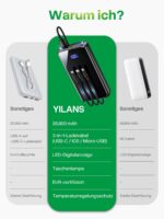 YILANS 26800mAh Powerbank mit 22,5W Schnellladung & 3-in-1 Kabel – Externer Akku – Bild 3