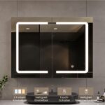 DICTAC Badezimmerspiegelschrank 80x60x16 cm – LED-Beleuchtung & Steckdose mit Sensortaste – Bild 3
